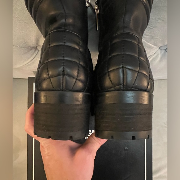 Karl Lagerfeld Paris Pervot black combat style boot with lug gold hardware 7.5 - Picture 6 of 14